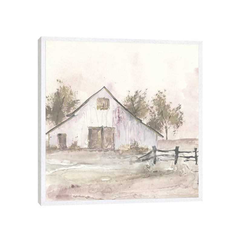 White Barn II by Chris Paschke - Print on Canvas, White Framed Canvas, 45.72cm H x 45.72cm W x 3.81cm D
