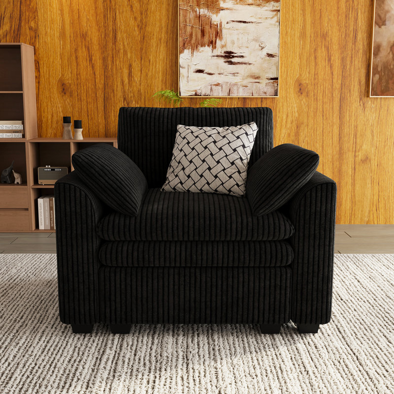 Manuel Corduroy Spacious Comfortable Single Armchair, Black