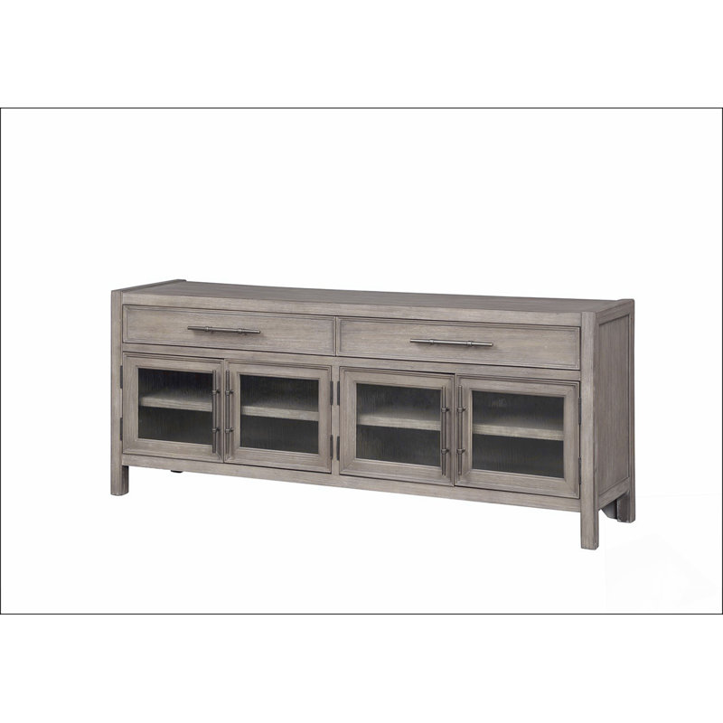 Console de meuble télé 65 pouces, aucun assemblage requis, finition chêne