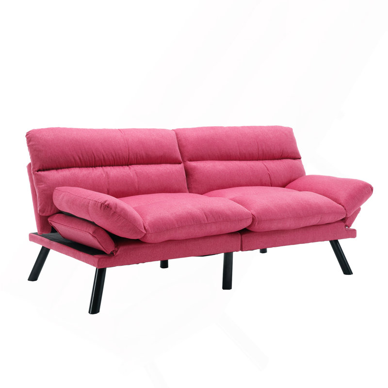 Modern Sofa Bed Sleeper Sofa with Thick Cushions & Metal Feet for Bedroom & Living Room, Rose