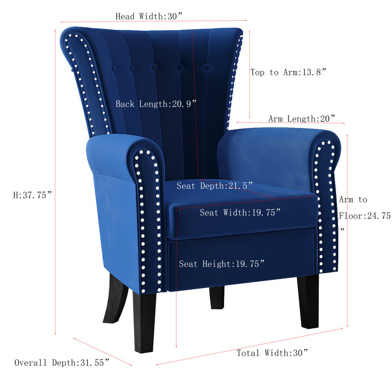 Elsien Velvet Armchair, Blue Velvet
