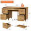 Bureau de direction 58 po avec 4 tiroirs, table d'ordinateur de bureau à la maison moderne avec station de charge, plateau à clavier-1095535624