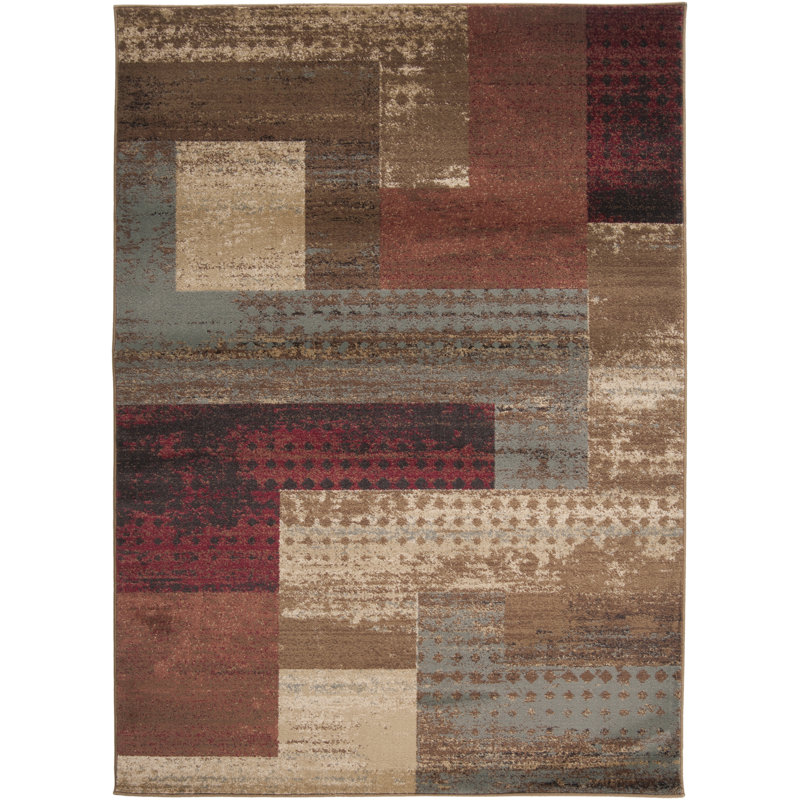 Tapis à motif géométrique brun Fegan, Rectangle 12 pi x 15 pi