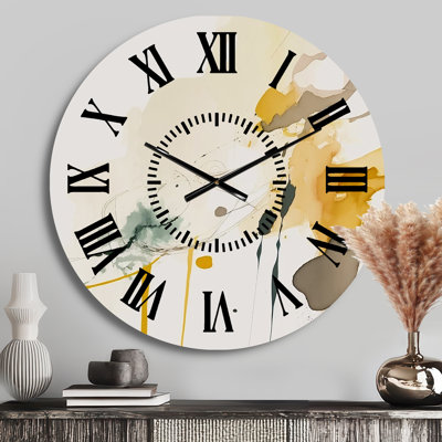 Touched By Mustard Yellow And Ultimate II - Abstract Liquid Ink Face Wall Clock