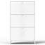 Armoire à chaussures 3 tiroirs tout en acier, range-chaussures autoportant avec porte rabattable, armoire à chaussures moderne basculante pour hall d'entrée, couloir, chambre à coucher, blanc (nécessite un assemblage)