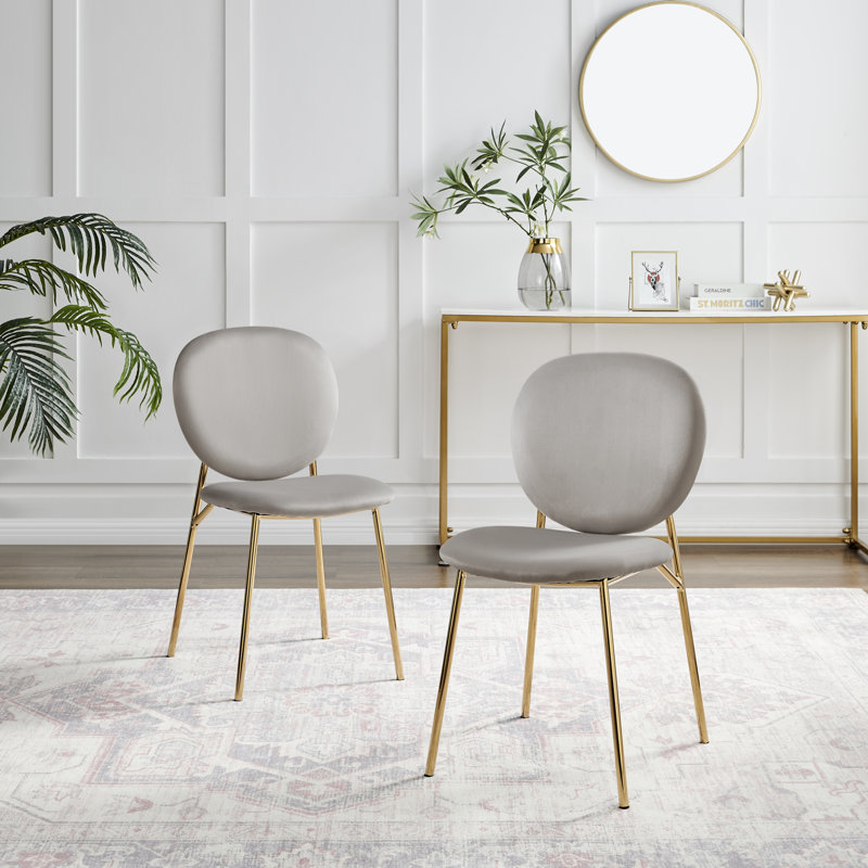 Evita Luxury Velvet and Metal Dining Chairs - Elegant Modern Mid Century Style, Taupe