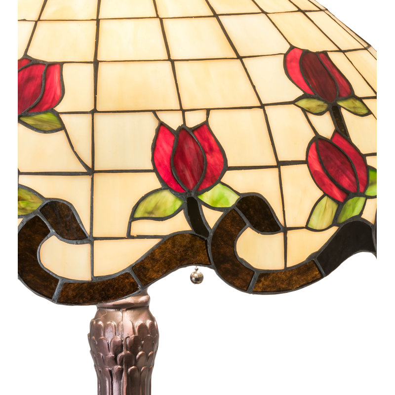 Meyda Tiffany & Stained Glass Table Lamp, 33" H x 20" W x 20" D, Beige/Red/Green