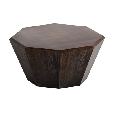 La table basse de 31,5 po en bois d'hévéa rehausse l'attrait de la table de salon en bois naturel octogonal - pour un style moderne