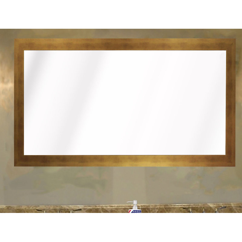 Alizeh Wood Flat Mirror, 59.5" H x 30.5" W, Matte Gold