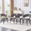 Ensemble de 2 chaises de salle à manger en velours gris avec pieds noirs, chaises d'appoint rembourrées modernes pour la salle à manger et la cuisine-584219076
