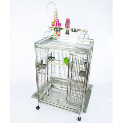 Charlett 66'' Iron Play Top Floor Bird Cage with Wheels