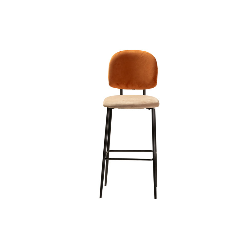 Upholstered Counter Stool with Metal Frame, Brown