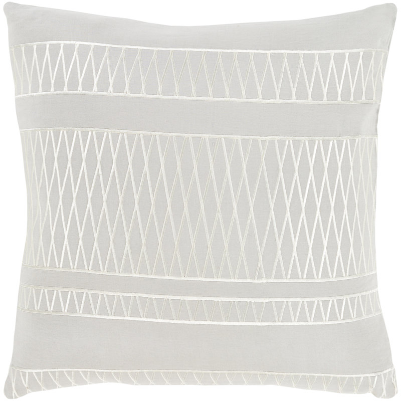 Cora Embroidered Cotton Blend Throw Pillow, 18"H x 18"W, Polyester/Polyfill