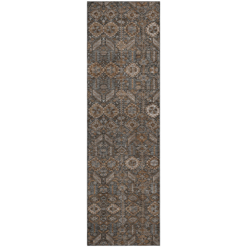 Premium Machine Washable Cerrito AMF574 Chocolate Rug, Runner 2'3" x 7'6"
