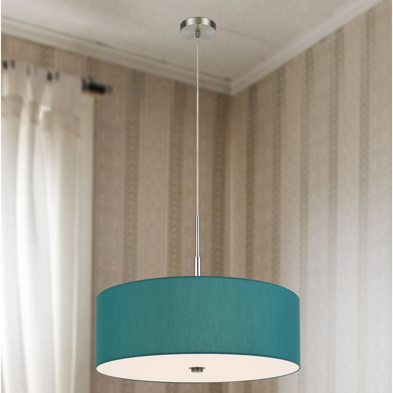 Lonoke 60W Fabric Drum Pendant Light with 4 Lights and 72 Inch Cord, Plum, 24W x 22H, Plum, 4