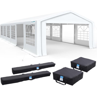 Quictent 20'x 40' Upgraded Galvanized Heavy Duty Gazebo Party Wedding Tent Canopy Carport Shelter with Carry Bags(20x40, White), Event Canopy