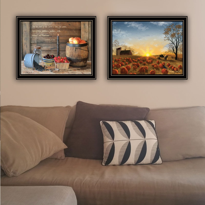 "Trendy Decor" 4U 2 pièces Vignette Autumn Sunrise, Fruit of the Spirit, Noir