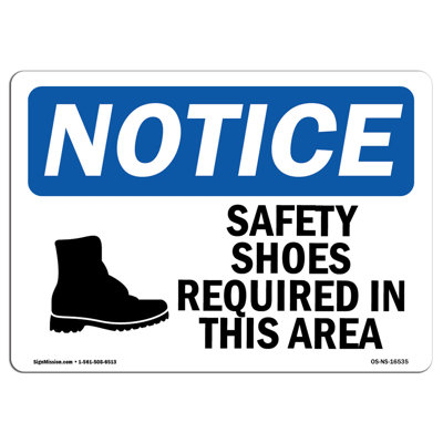 SignMission Osha Notice Safety Shoes Required Area Symbol Sign | Wayfair
