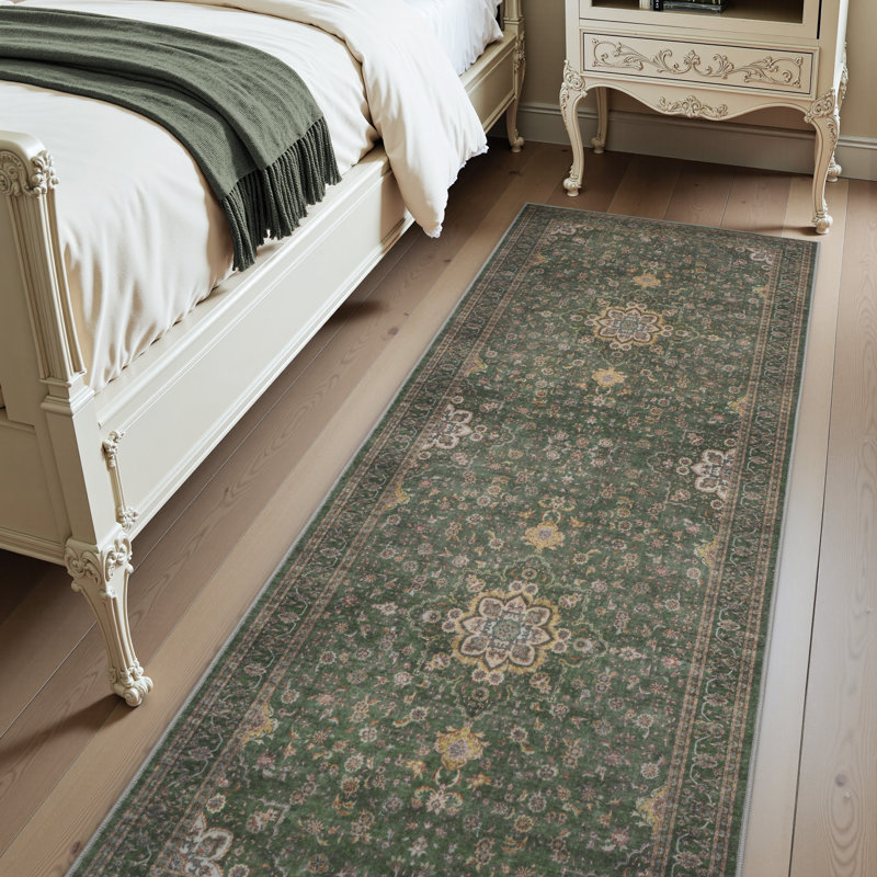 Tapis de couloir floral lavable antidérapant, Tapis de couloir 2 pi x 6 pi