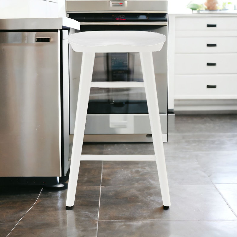 Tabouret de bar et de comptoir Anzie, Tabouret de comptoir (siège d'une hauteur de 25,8, Blanc