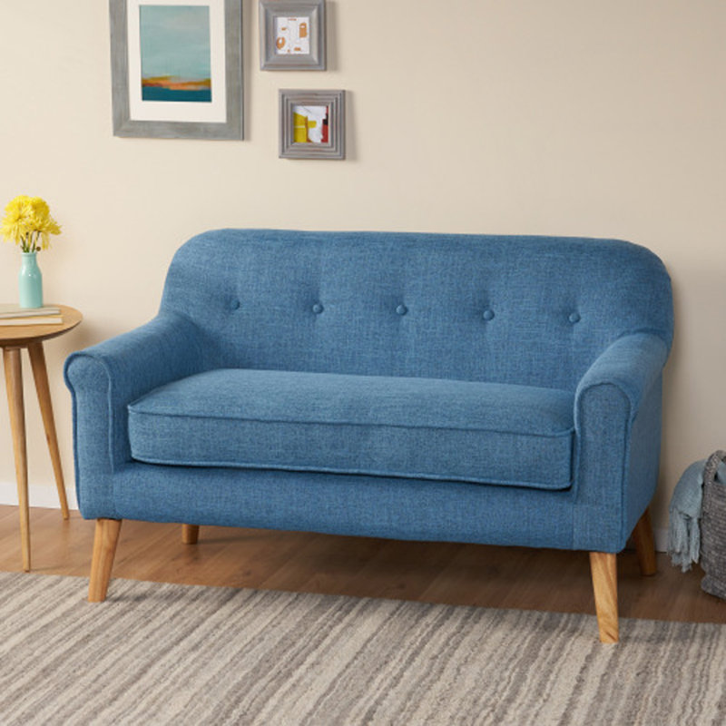 Canapé-lit moderne capitonné Decato, H 31,25 po x l 49,75 po x P 29,5 po, Polyester bleu estompé