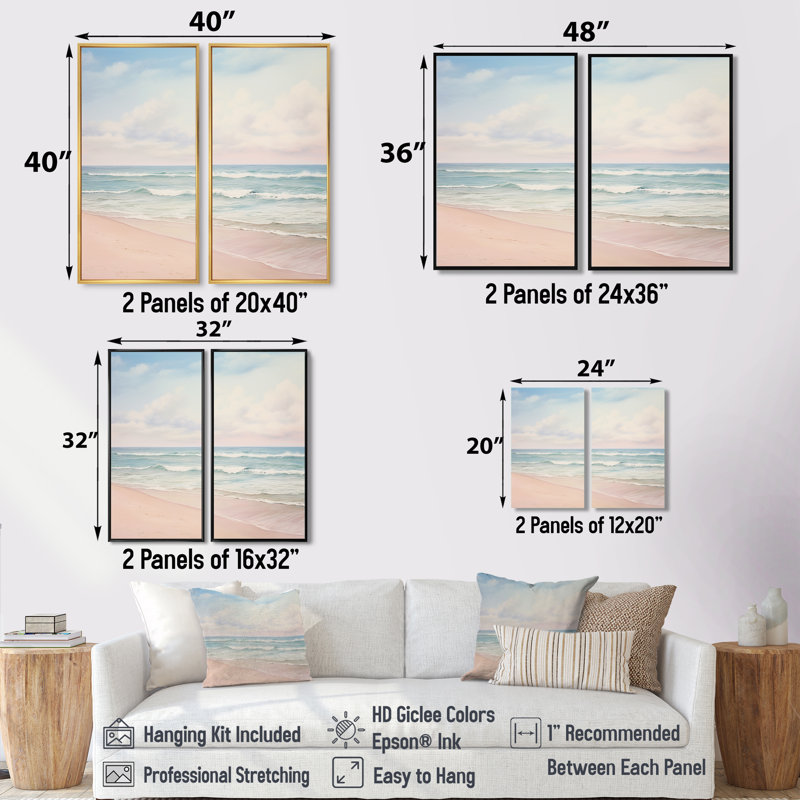 Radke - Grande plage côtière, art mural, 32" H x 32" W, Brown, Impression encadrée flottante