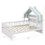Lit en bois en forme de maison avec tablette de rangement pour tête de lit-328278640-328278643