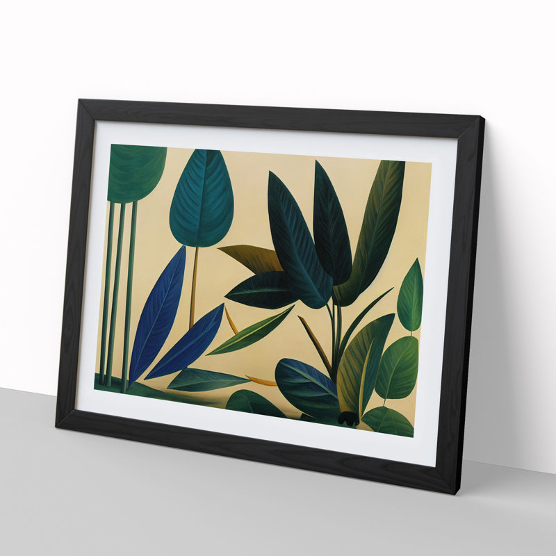 Abstract Jungle Leaves - Framed Print, Black, 25cm H x 34cm W x 2cm D