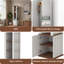Armoire de rangement rotative à 360 ° avec miroir pleine longueur, 8 tablettes ouvertes des deux côtés, 1 crochet latéral, 1 porte avec tablette, pour le salon, le vestibule, la salle de bain