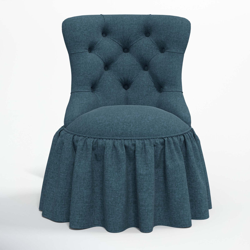 Minnie Upholstered Side Chair, Zuma Navy Textured Linen