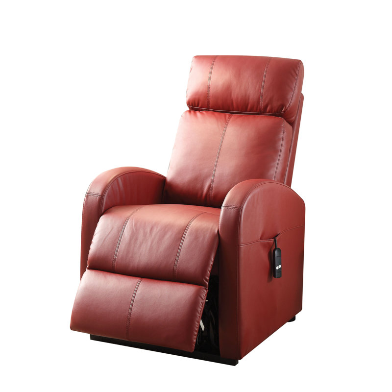 Minocqua Upholstered Home Theater Seat, Red Faux Leather