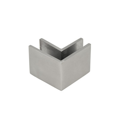 Pince FHC CMF23 pour façades en centre commercial carré à 90 degrés pour verre de 3/8 po à 1/2 po - Acier inoxydable brossé