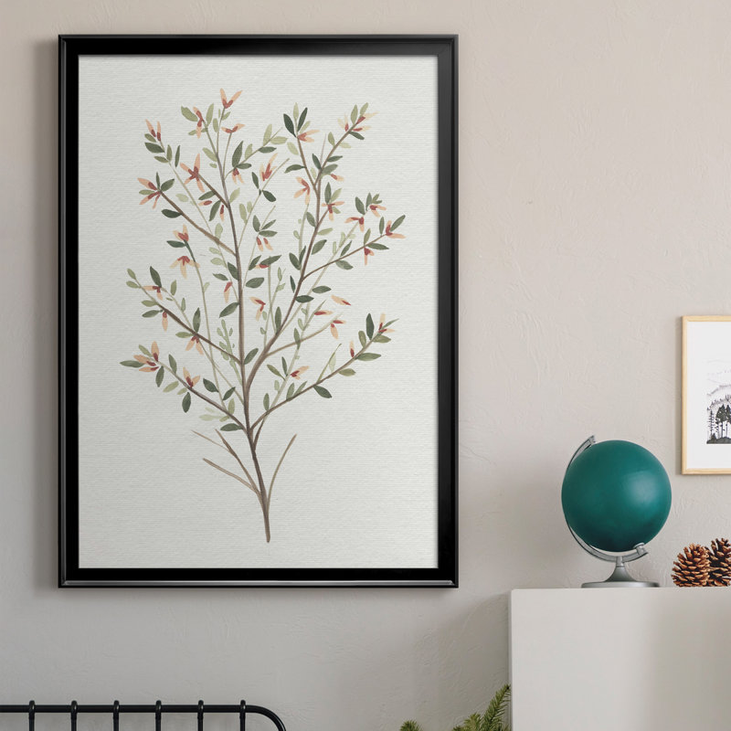 Toile simple encadrée Premium Sprig III - prête à être accrochée, Cadre noir, H 36,5 po x l 26,5 po x P 1 po