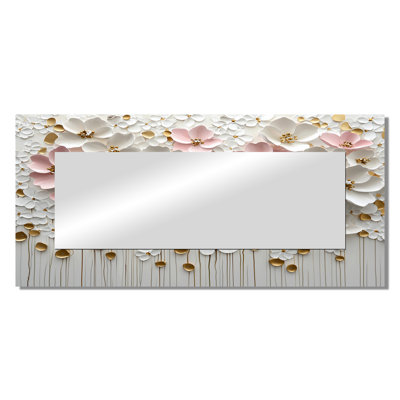 Wildflowers Creamy Blossoms In The Wild I - Floral Accent Wall Mirror - Printed On Metal