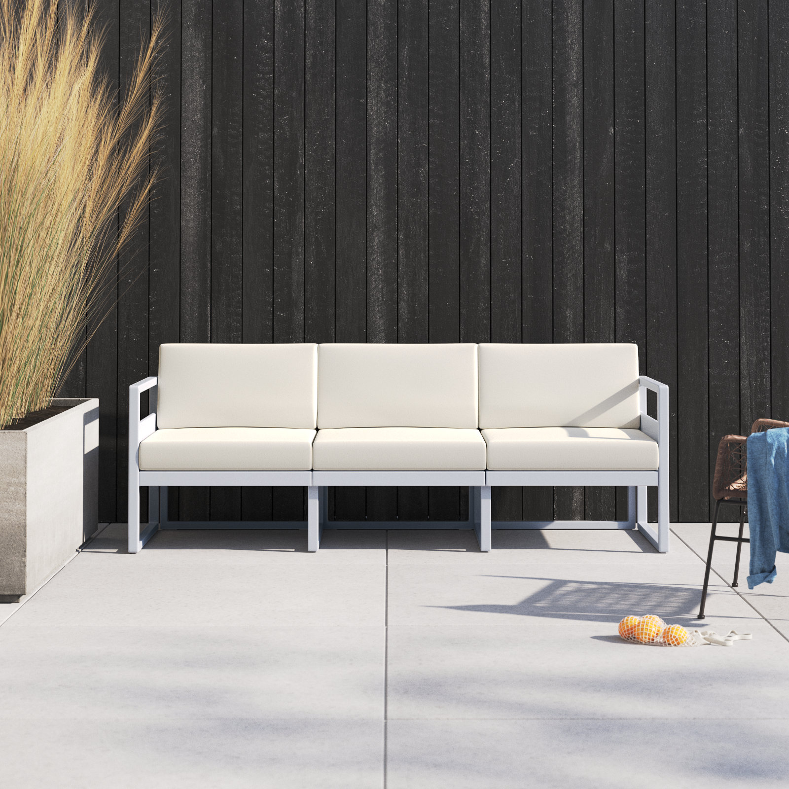 Larry 79" Sunbrella® Patio Sofa, Charcoal, Silver/Gray
