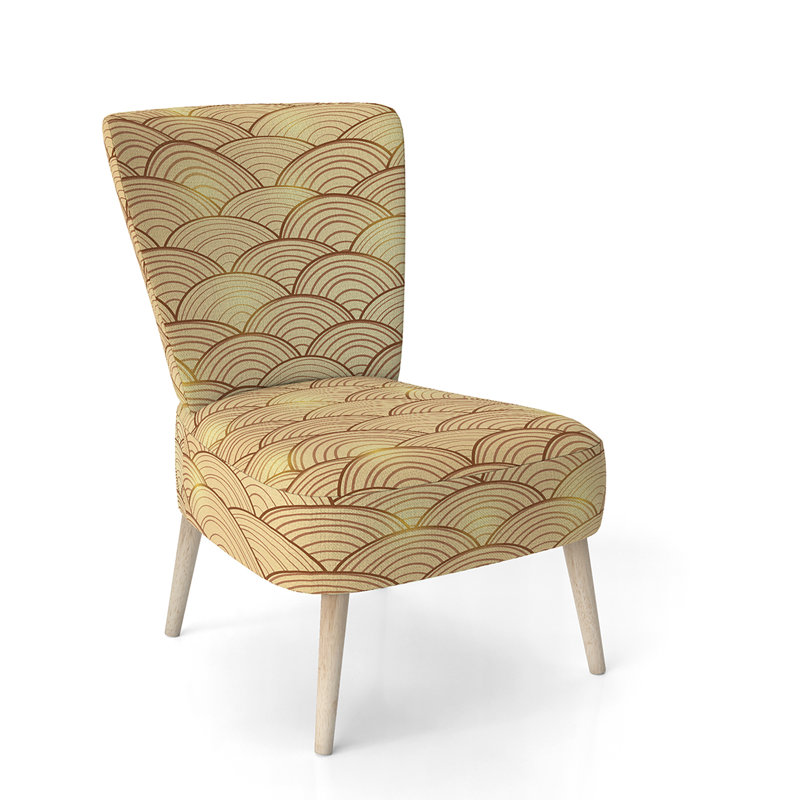 Upholstered Floral Side Chair - Modern floral Accent Chair, Geometric Yellow Polyester Blend 1