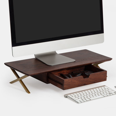 Sumekh Wood Monitor Stand with Drawer