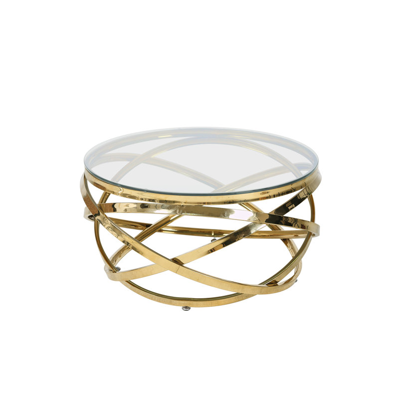Coffee table Luxor silver 80 cm, Gold, Transparent