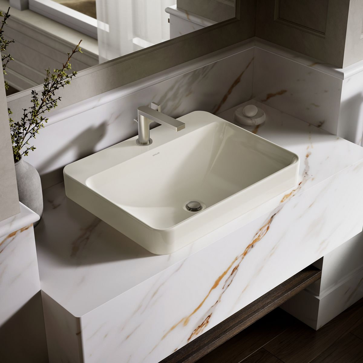 Vox Rectangular Vessel Sink, Biscuit, 1