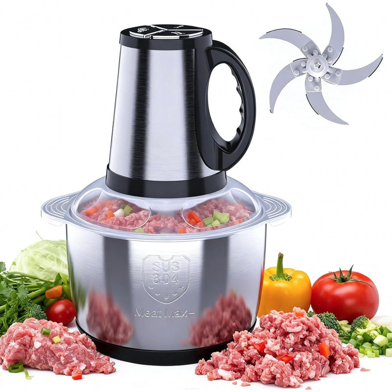 Stainless Steel Meat Grinder, 5L Electric Food Chopper With 3-Speed Control, 400W Meat And Vegetable Processor With Single Blade