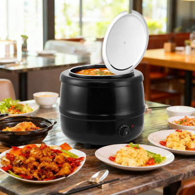 Commercial Soup Kettle, Automatic Soup Warmer with Anti-Scald Handle & Stainless Steel Removable Insert Pot, Hinged Lid, Portable Soup Warmer for Restaurants Catering Buffet Party