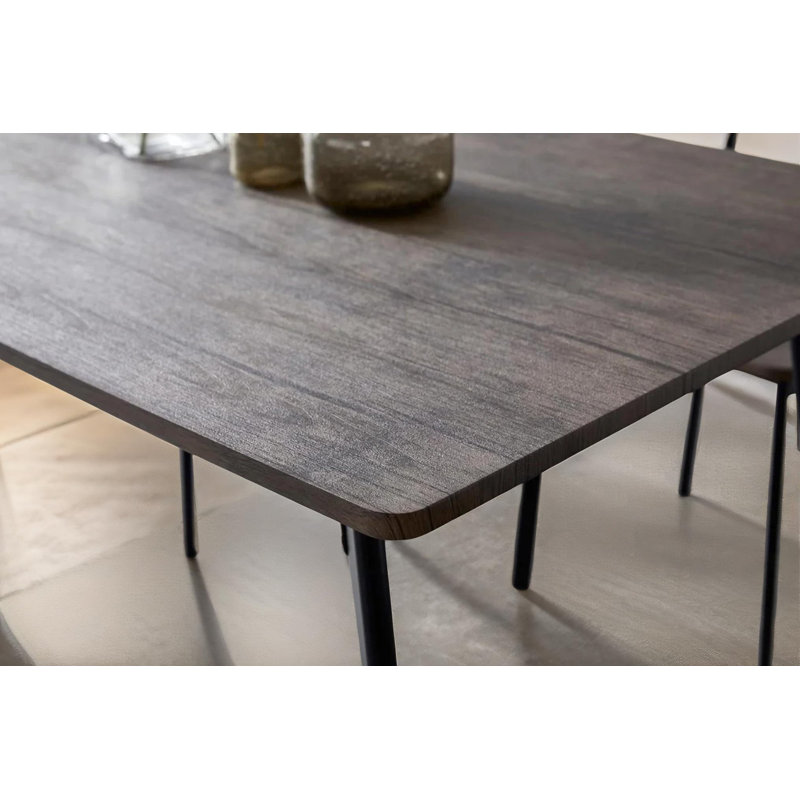 Nitesh - Rustic Brown 4 Person Dining Set - Kitchen Table and Chairs, Metal Frame