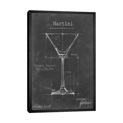 Barware Blueprint V by Ethan Harper - Floater Frame Print on Canvas