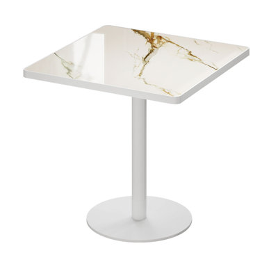 Table carrée bistro moderne tulipe 31,5 pouces avec plateau en faux marbre, facile à assembler, structure en métal robuste