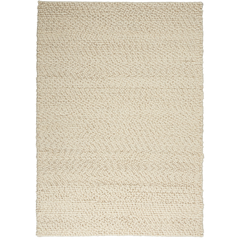 Tapis ivoire en laine crocheté / crocheté Trussville, Rectangle 5 pi 3 po x 7 pi 5 po