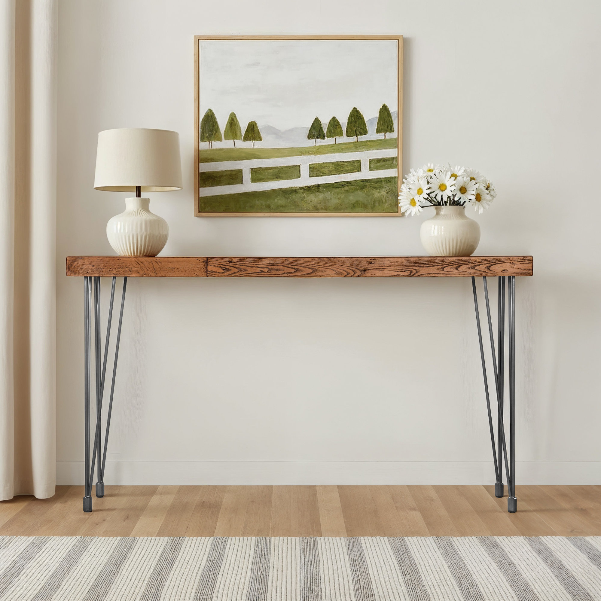 Libra 67'' Solid Wood Console Table, Rustic Brown