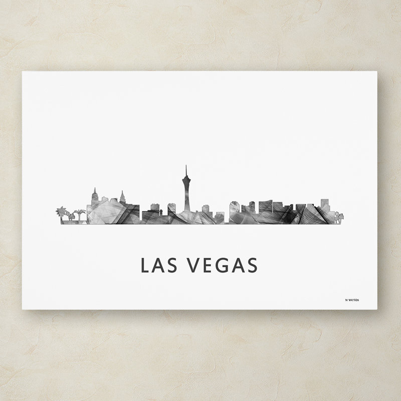 Impression sur toile tendue, "las vegas de l’horizon du nevada, wb, H 12 po x l 19 po x P 2 po