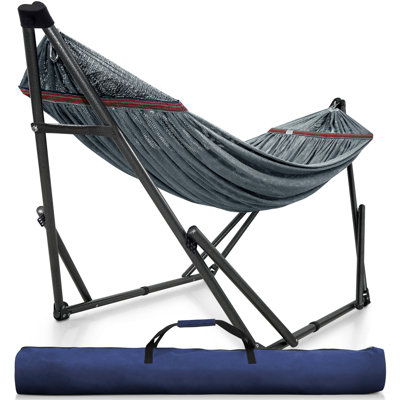 Support pour hamac réglable Tranquillo, capacité de 600 lb, hamac double avec support pour 2 personnes, pelouse de jardin facile et rapide à assembler, gris