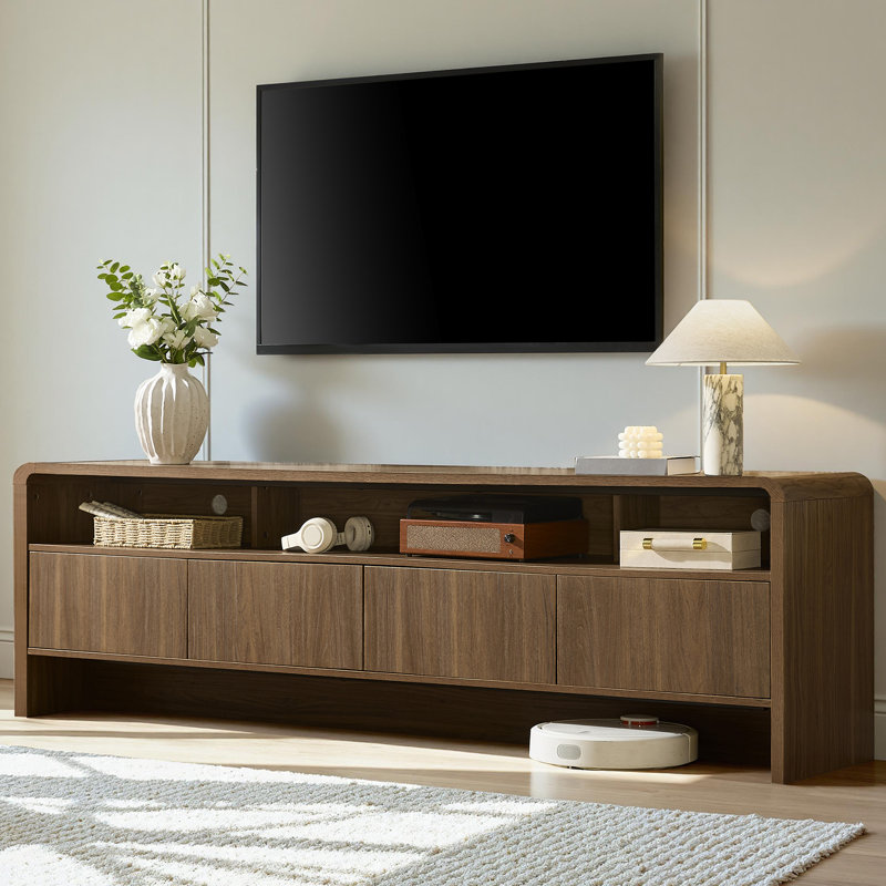 Dulane 70'' Modern TV Stand with Open Shelf&Large Storage Space for TVs up to 75'',Walnut, Walnut