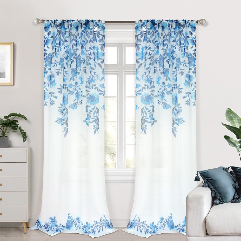 Paire de rideaux transparents Rhondi Ployester, L 52 po x L 96 po